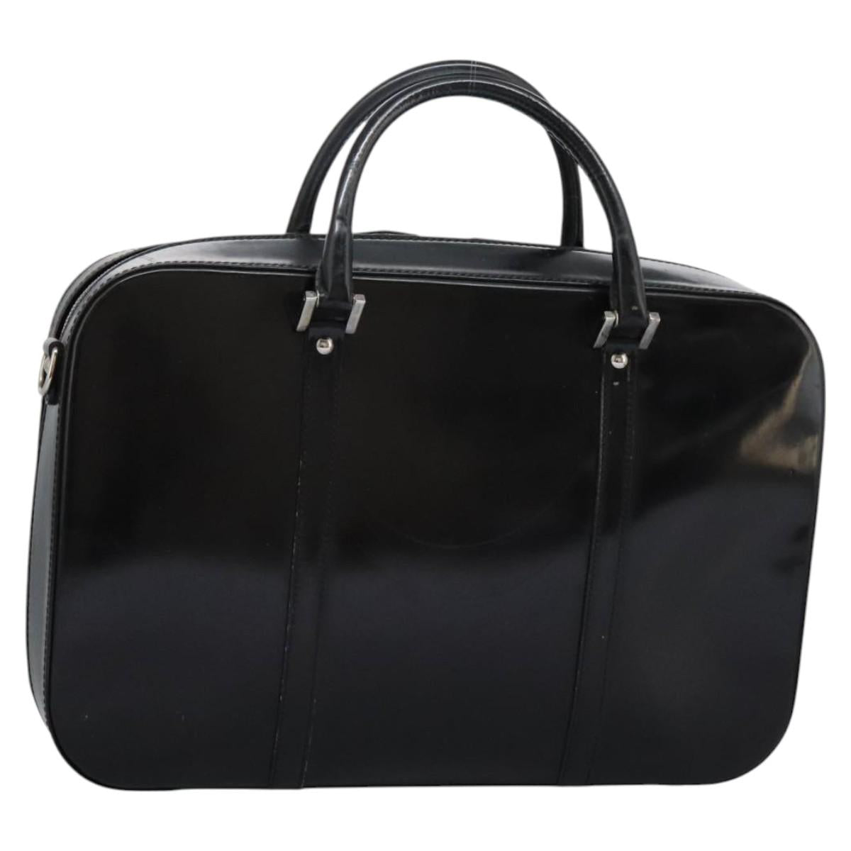 GUCCI Business Bag Enamel Black Auth bs23505