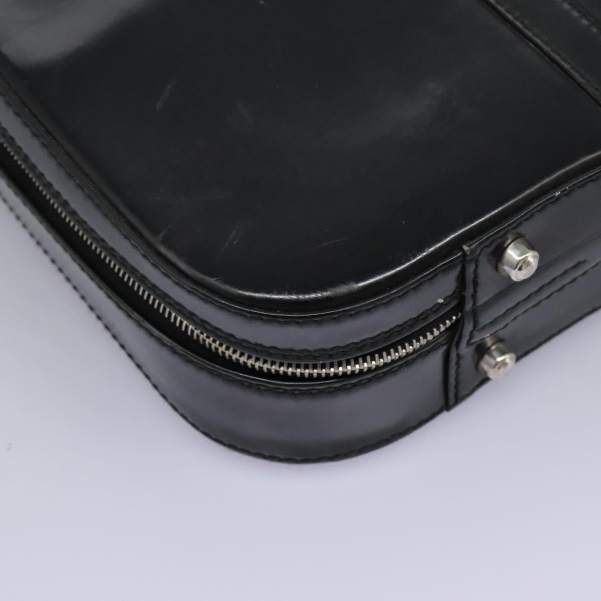 GUCCI Business Bag Enamel Black Auth bs23505