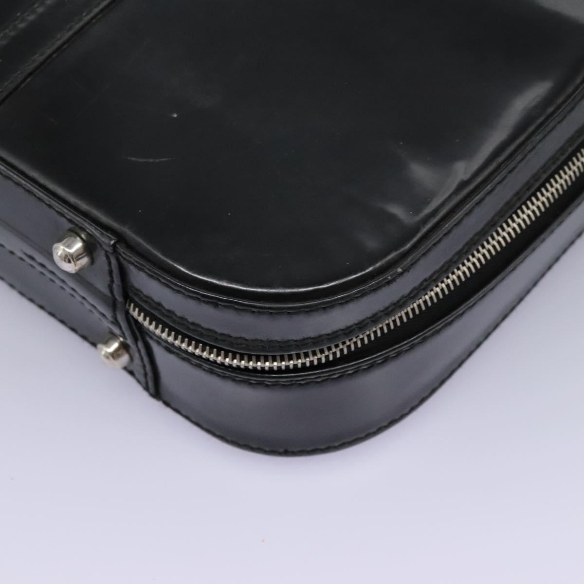 GUCCI Business Bag Enamel Black Auth bs23505
