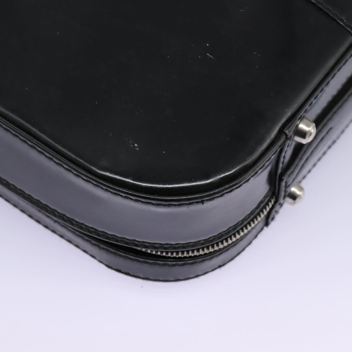 GUCCI Business Bag Enamel Black Auth bs23505