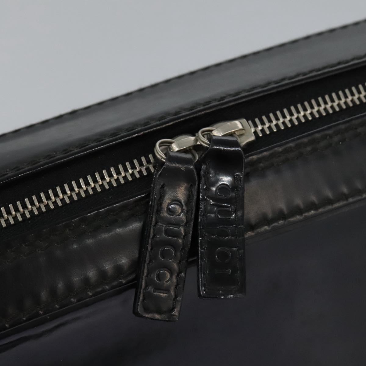GUCCI Business Bag Enamel Black Auth bs23505