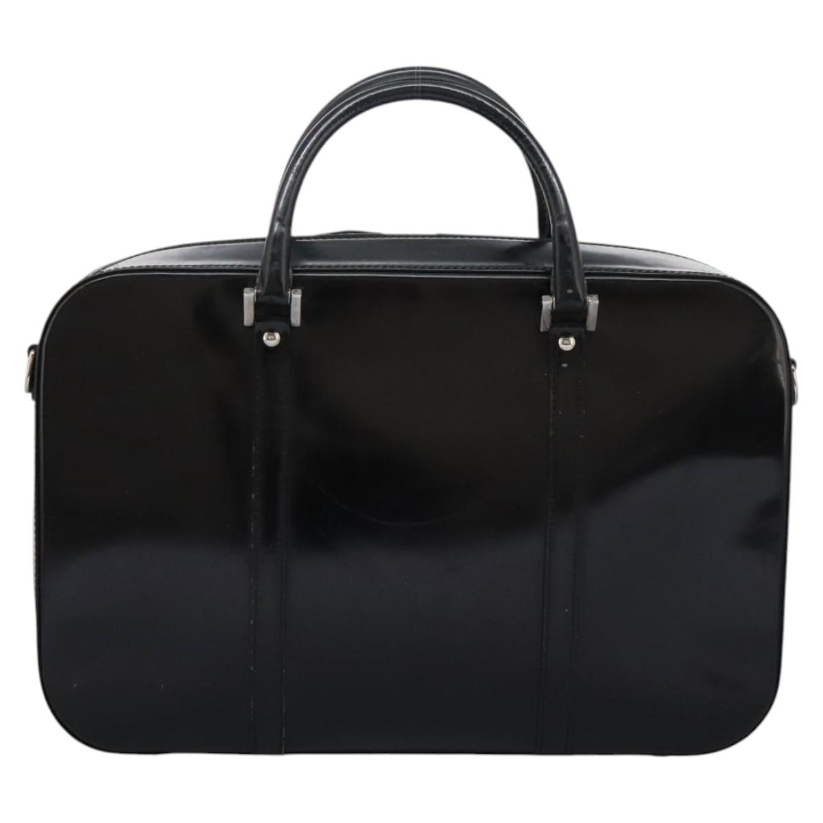 GUCCI Business Bag Enamel Black Auth bs23505