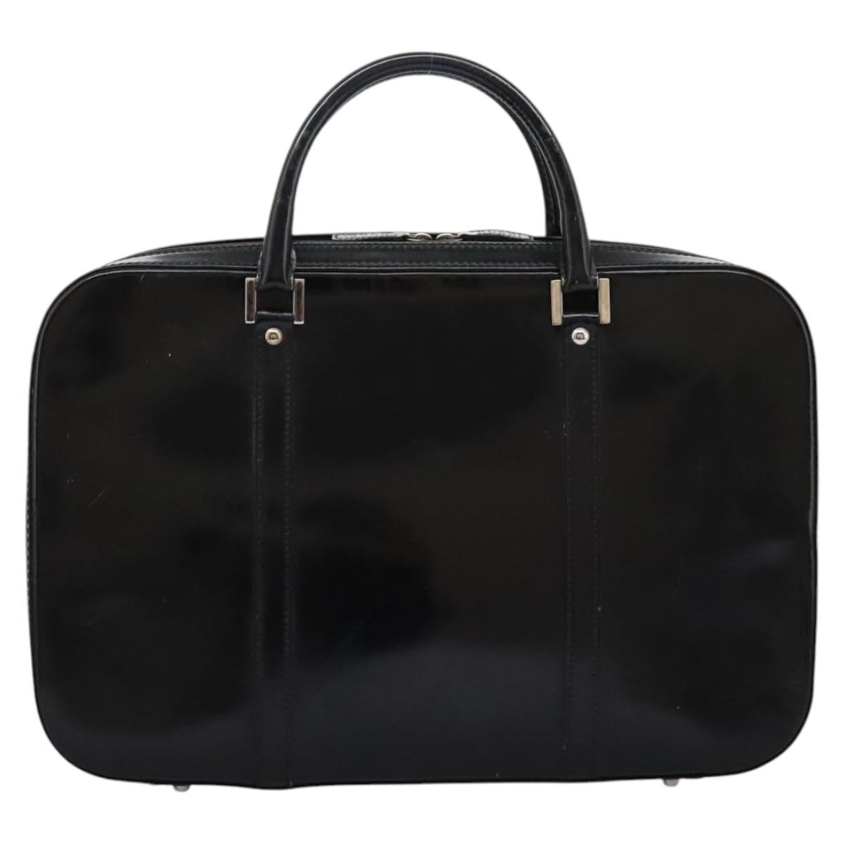GUCCI Business Bag Enamel Black Auth bs23505