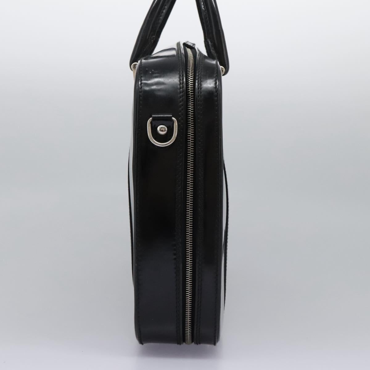 GUCCI Business Bag Enamel Black Auth bs23505