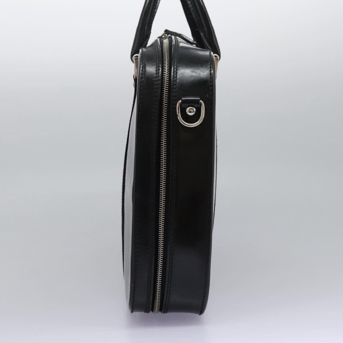 GUCCI Business Bag Enamel Black Auth bs23505