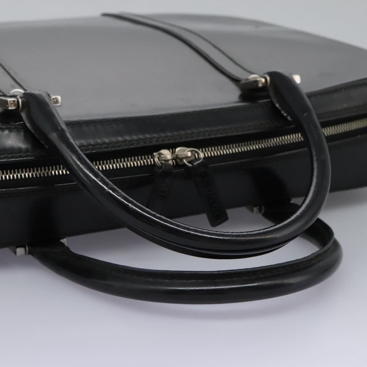 GUCCI Business Bag Enamel Black Auth bs23505