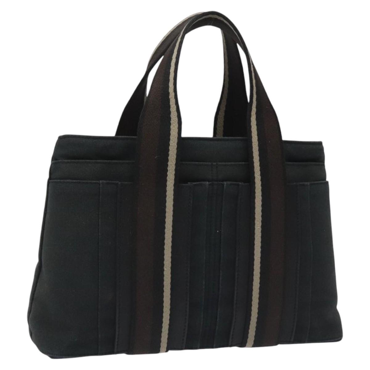 HERMES Toroca Horizontal PM Hand Bag Canvas Black Auth bs23509