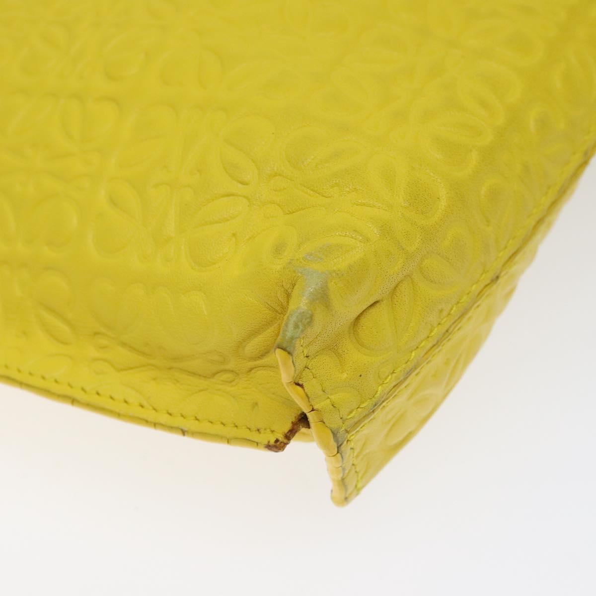 LOEWE Anagram Clutch Bag Leather Yellow Auth bs23522