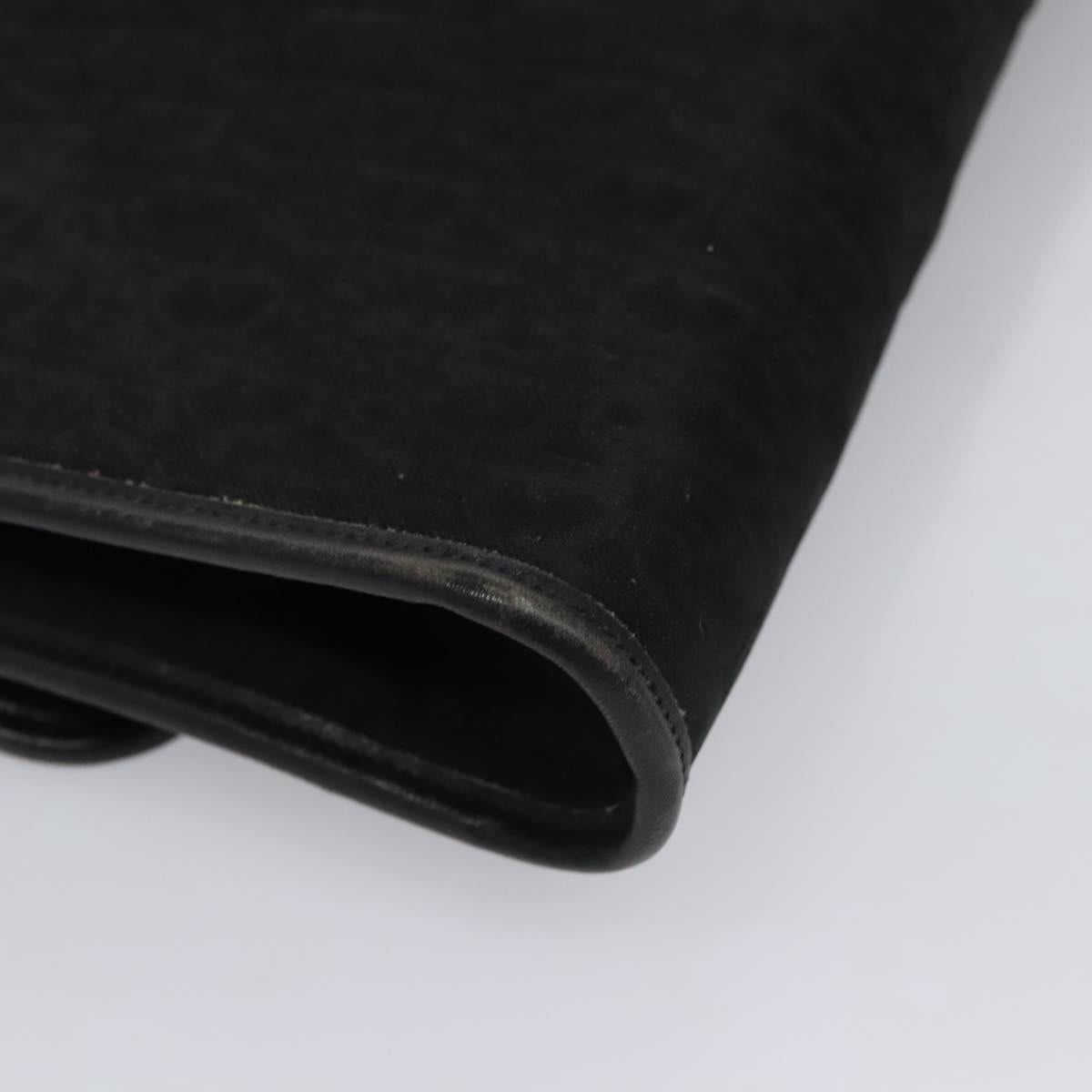 Christian Dior Trotter Canvas Chain Shoulder Bag Black Gold Auth bs23529