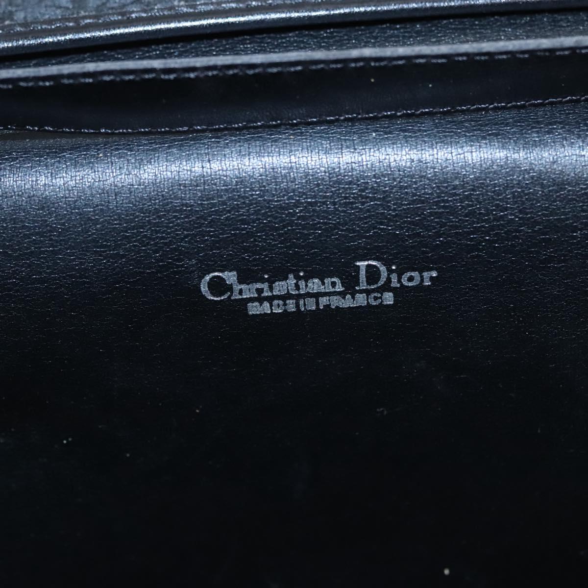 Christian Dior Trotter Canvas Chain Shoulder Bag Black Gold Auth bs23529