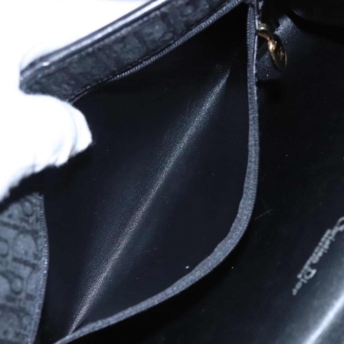 Christian Dior Trotter Canvas Chain Shoulder Bag Black Gold Auth bs23529