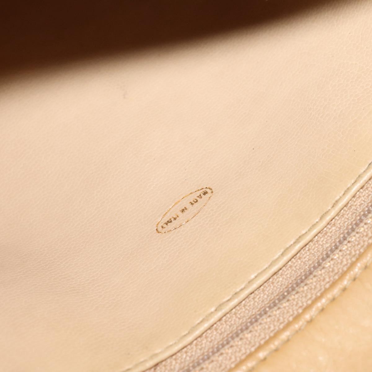 CHANEL Matelasse Chain Shoulder Bag Lamb Skin Beige Gold CC Auth bs23535