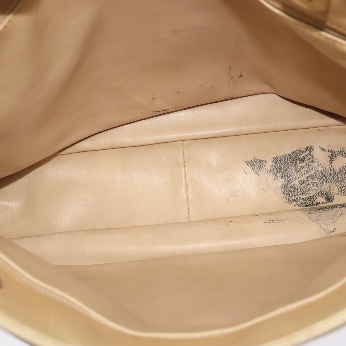 CHANEL Matelasse Chain Shoulder Bag Lamb Skin Beige Gold CC Auth bs23535