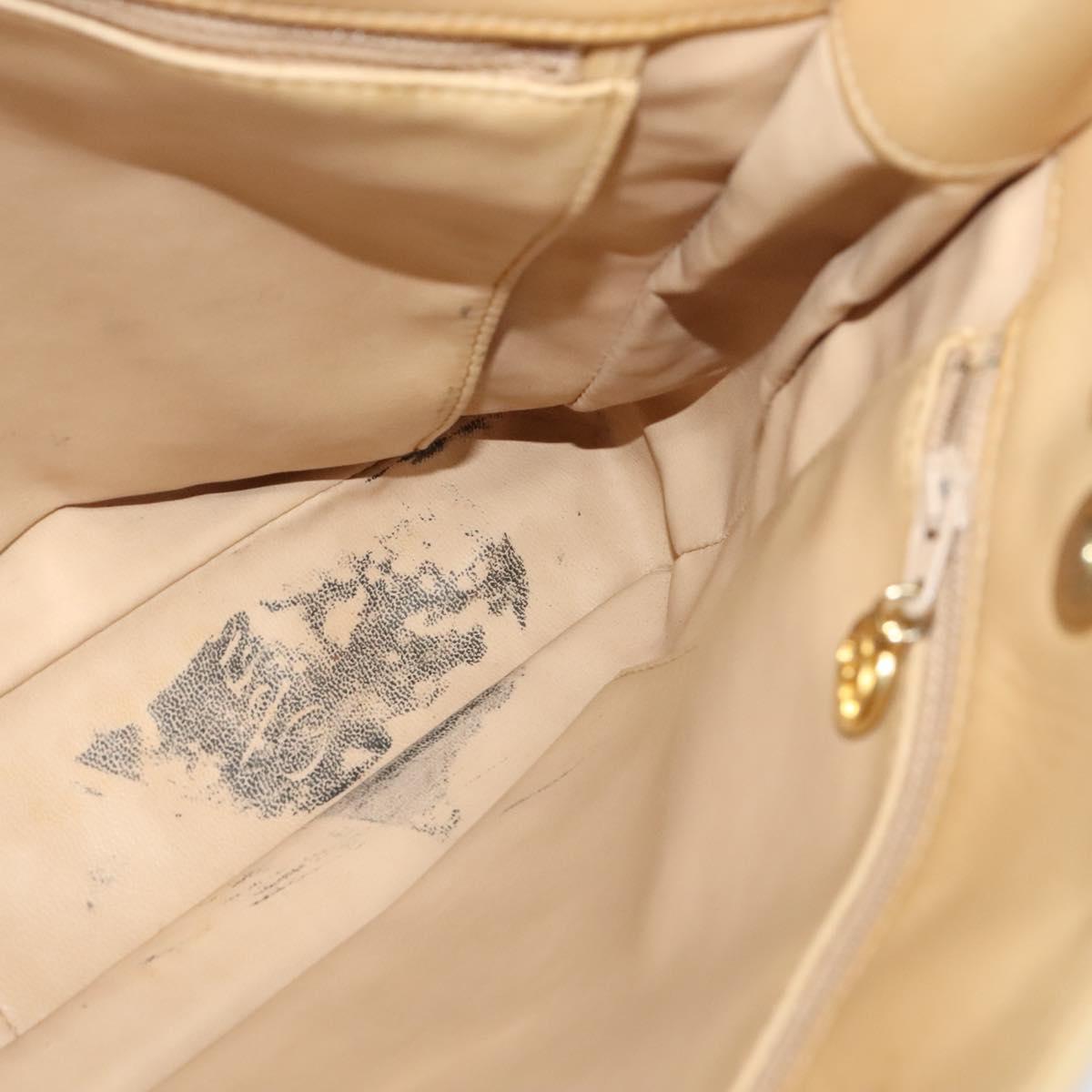 CHANEL Matelasse Chain Shoulder Bag Lamb Skin Beige Gold CC Auth bs23535