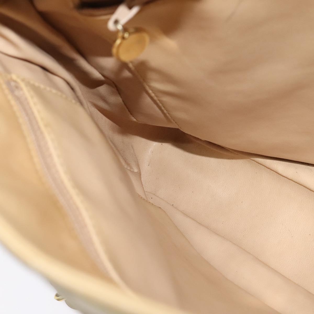 CHANEL Matelasse Chain Shoulder Bag Lamb Skin Beige Gold CC Auth bs23535