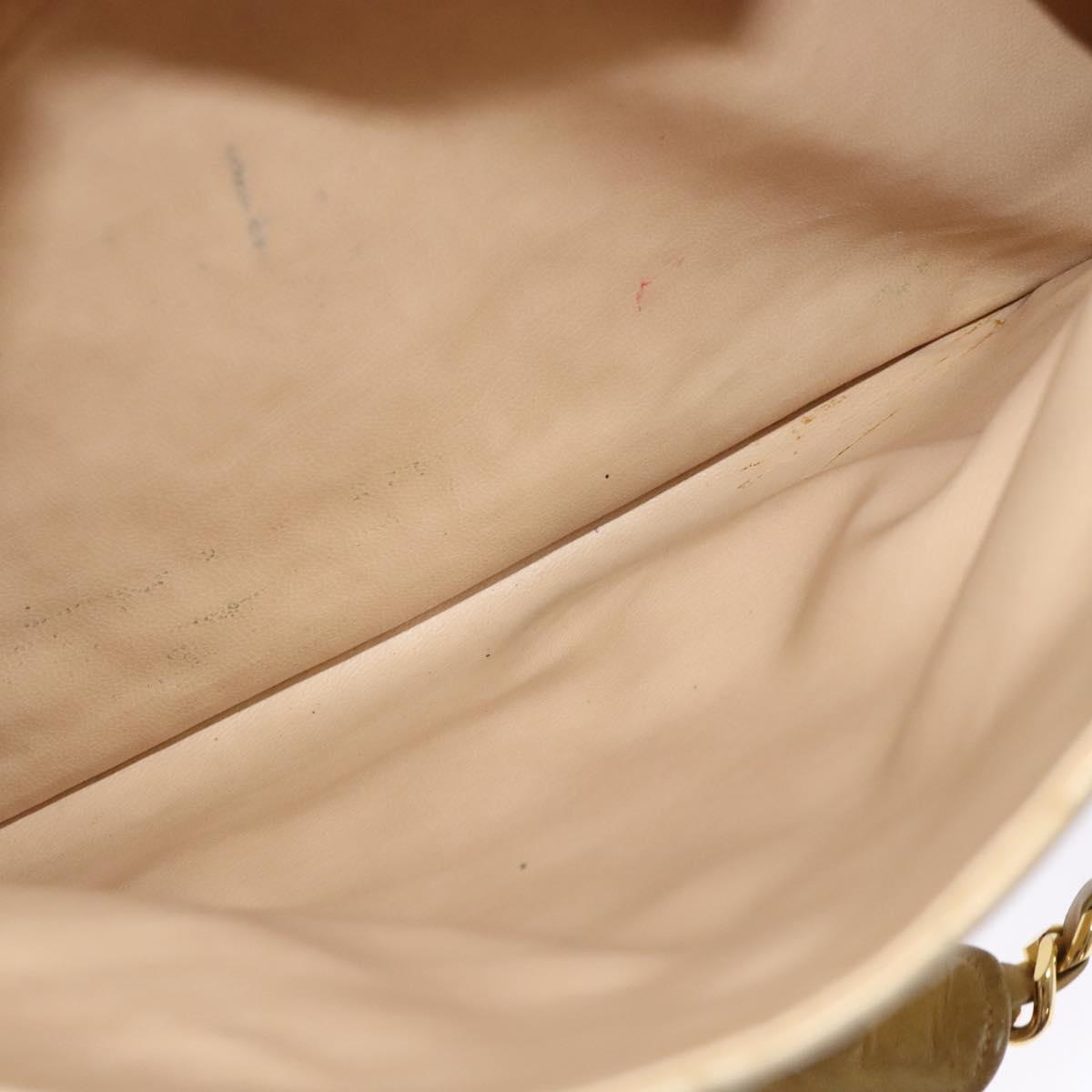 CHANEL Matelasse Chain Shoulder Bag Lamb Skin Beige Gold CC Auth bs23535