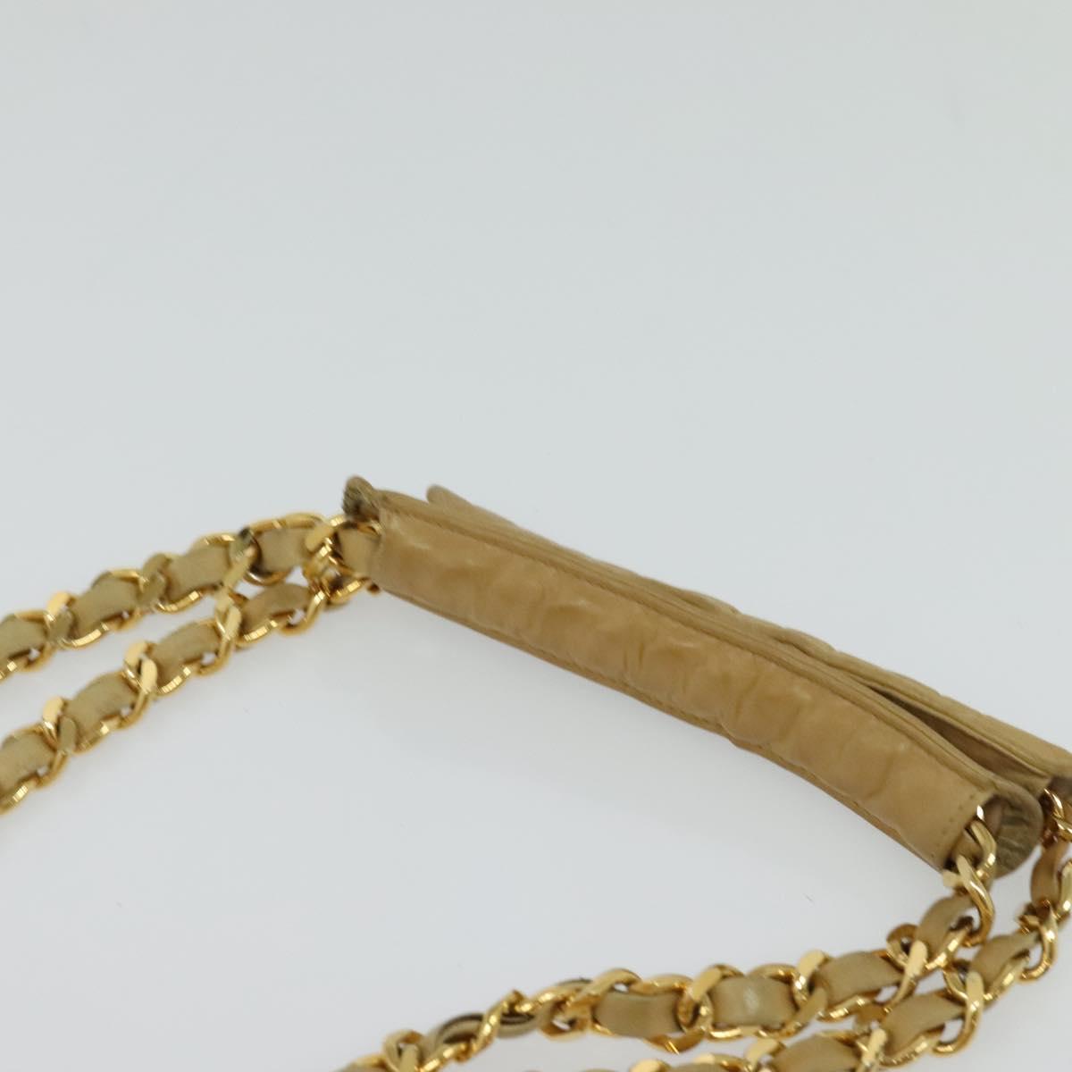 CHANEL Matelasse Chain Shoulder Bag Lamb Skin Beige Gold CC Auth bs23535