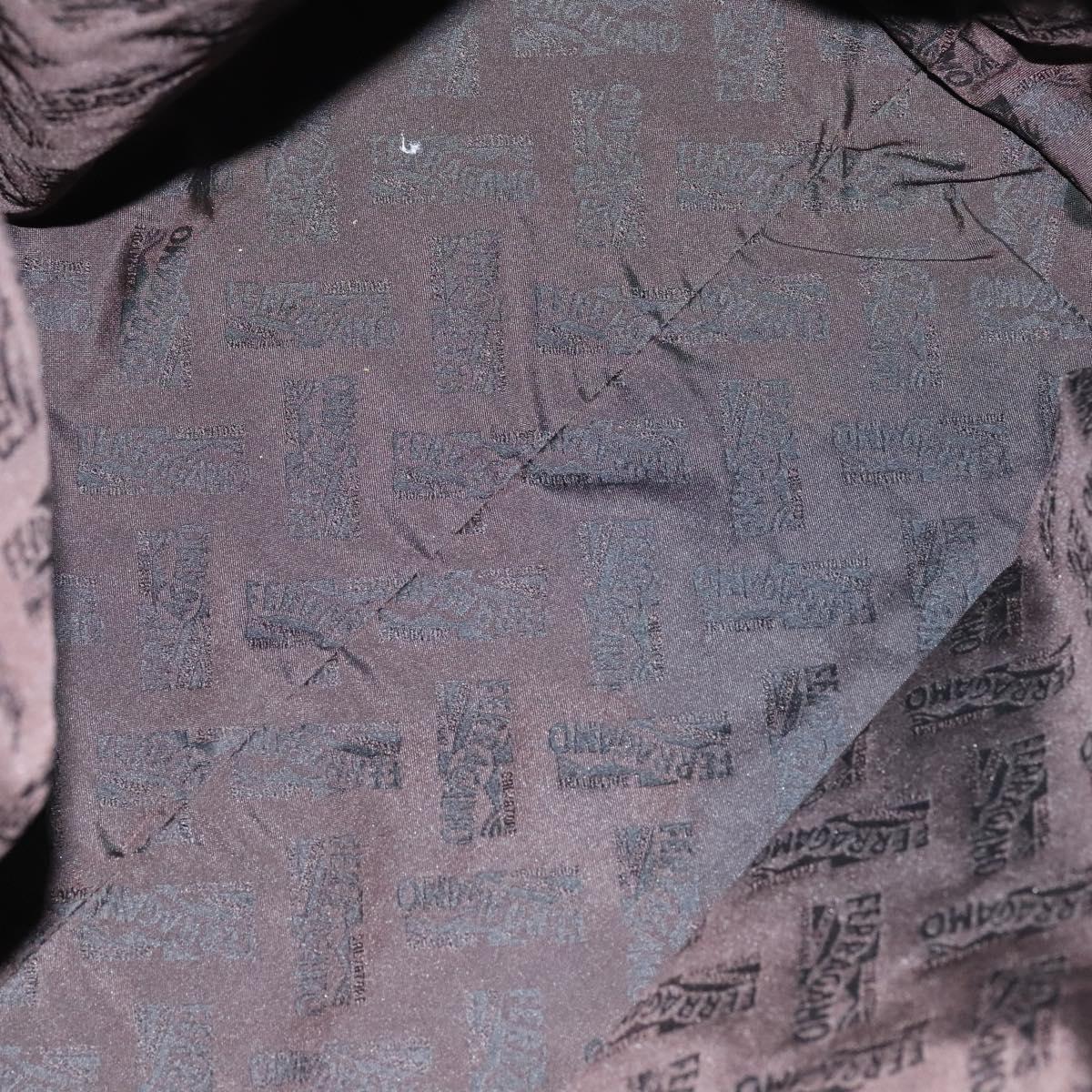 Salvatore Ferragamo Boston Bag Canvas Leather 2way Beige Silver Auth bs23541