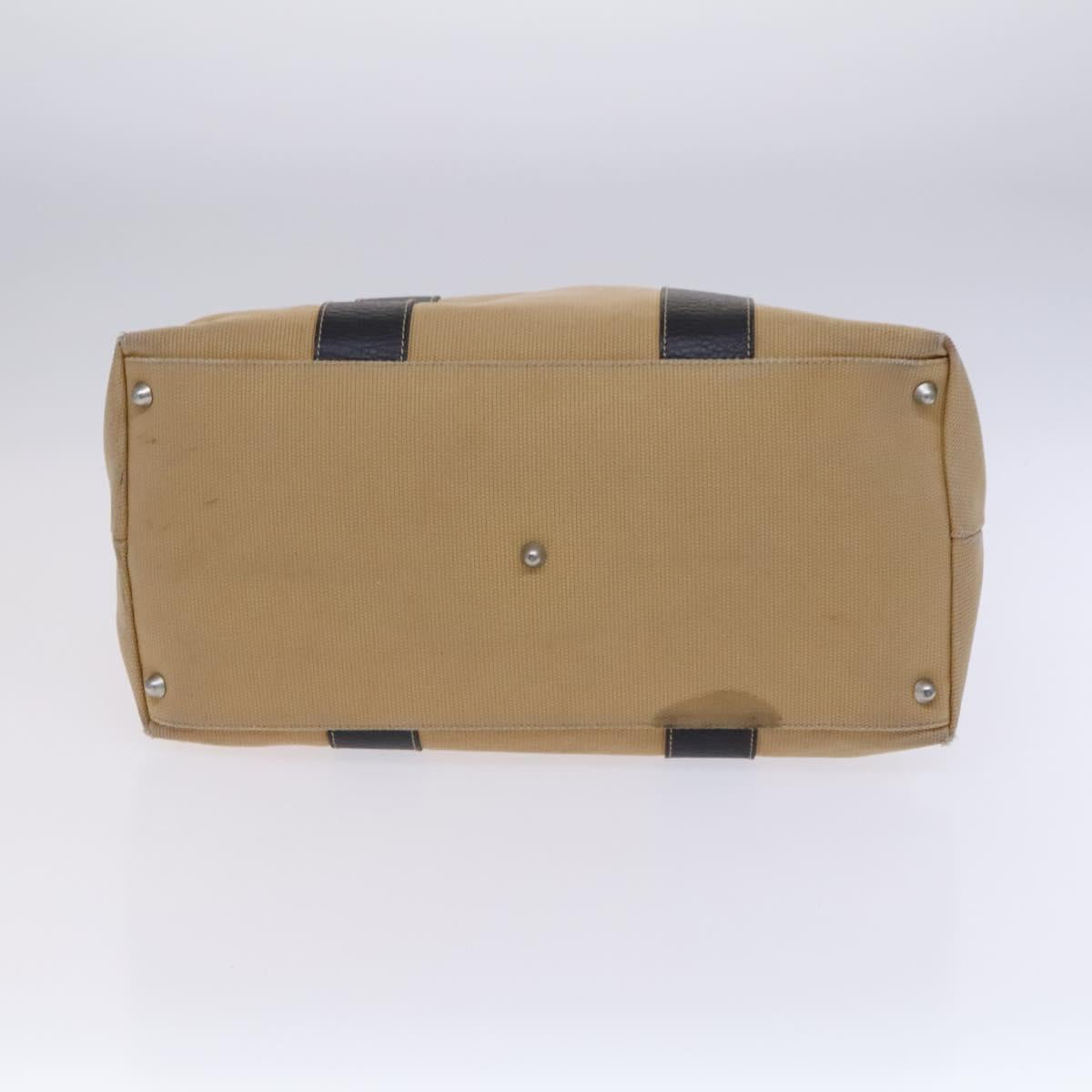 Salvatore Ferragamo Boston Bag Canvas Leather 2way Beige Silver Auth bs23541