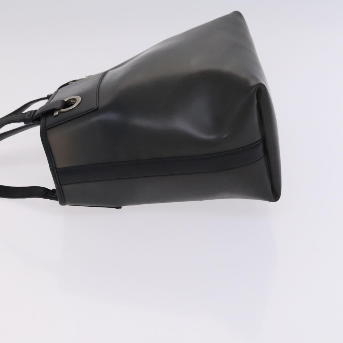 Salvatore Ferragamo Gancini Hand Bag Vinyl Black Auth bs23548