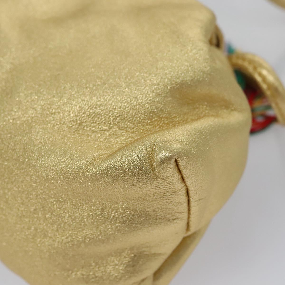 LOEWE Shoulder Bag Leather Gold Auth bs23549