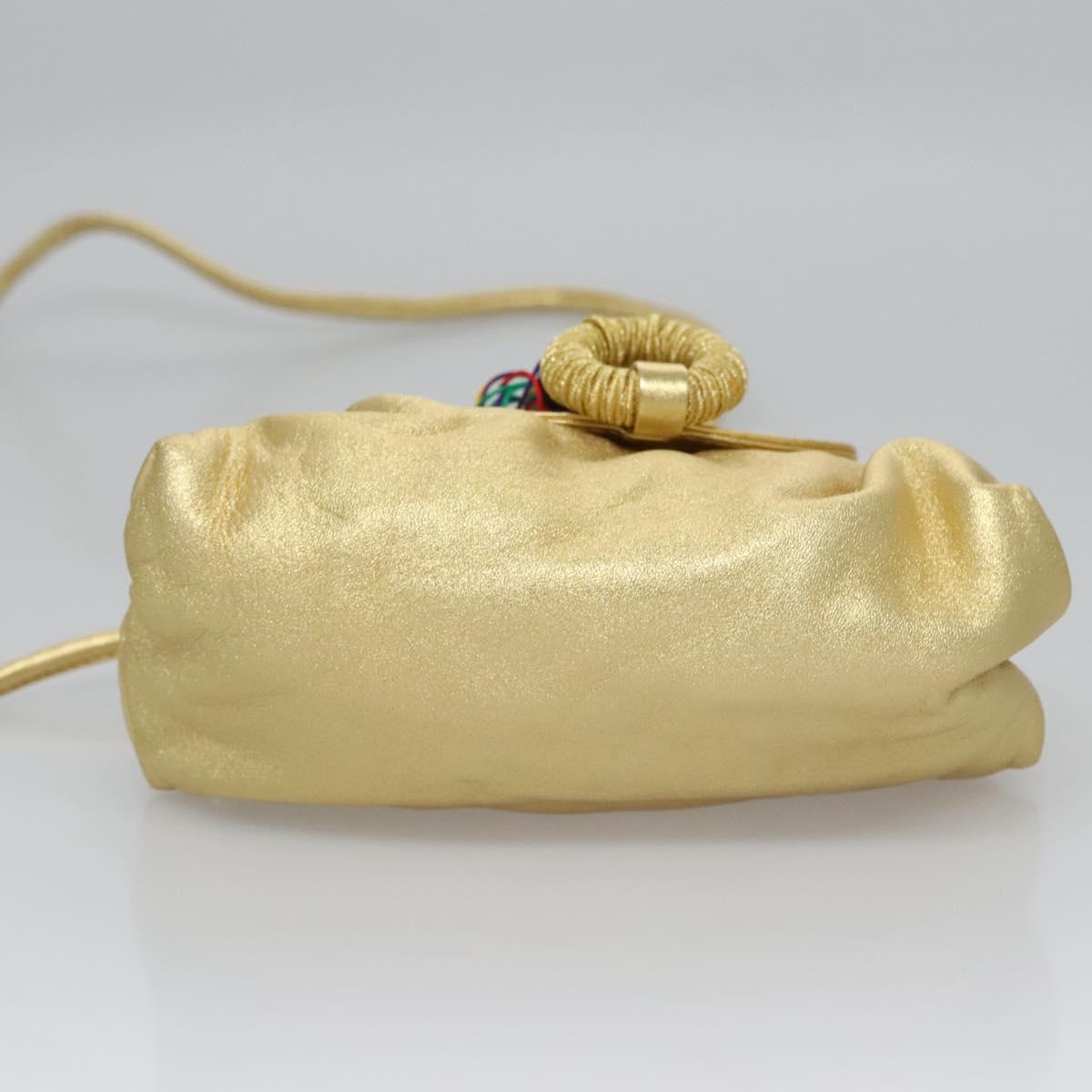 LOEWE Shoulder Bag Leather Gold Auth bs23549