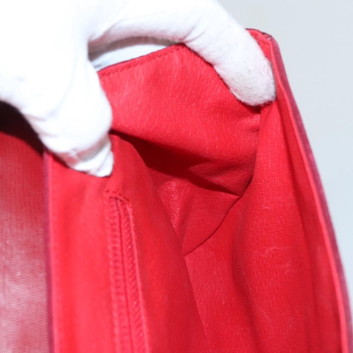 CELINE Shoulder Bag Suede Leather Red Gold Auth bs23556