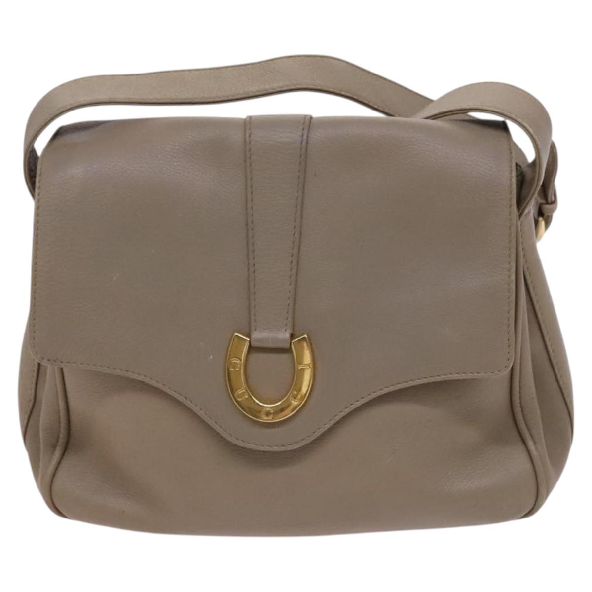 GUCCI Shoulder Bag Leather Beige Gold 001 2113 1601 Auth bs23558