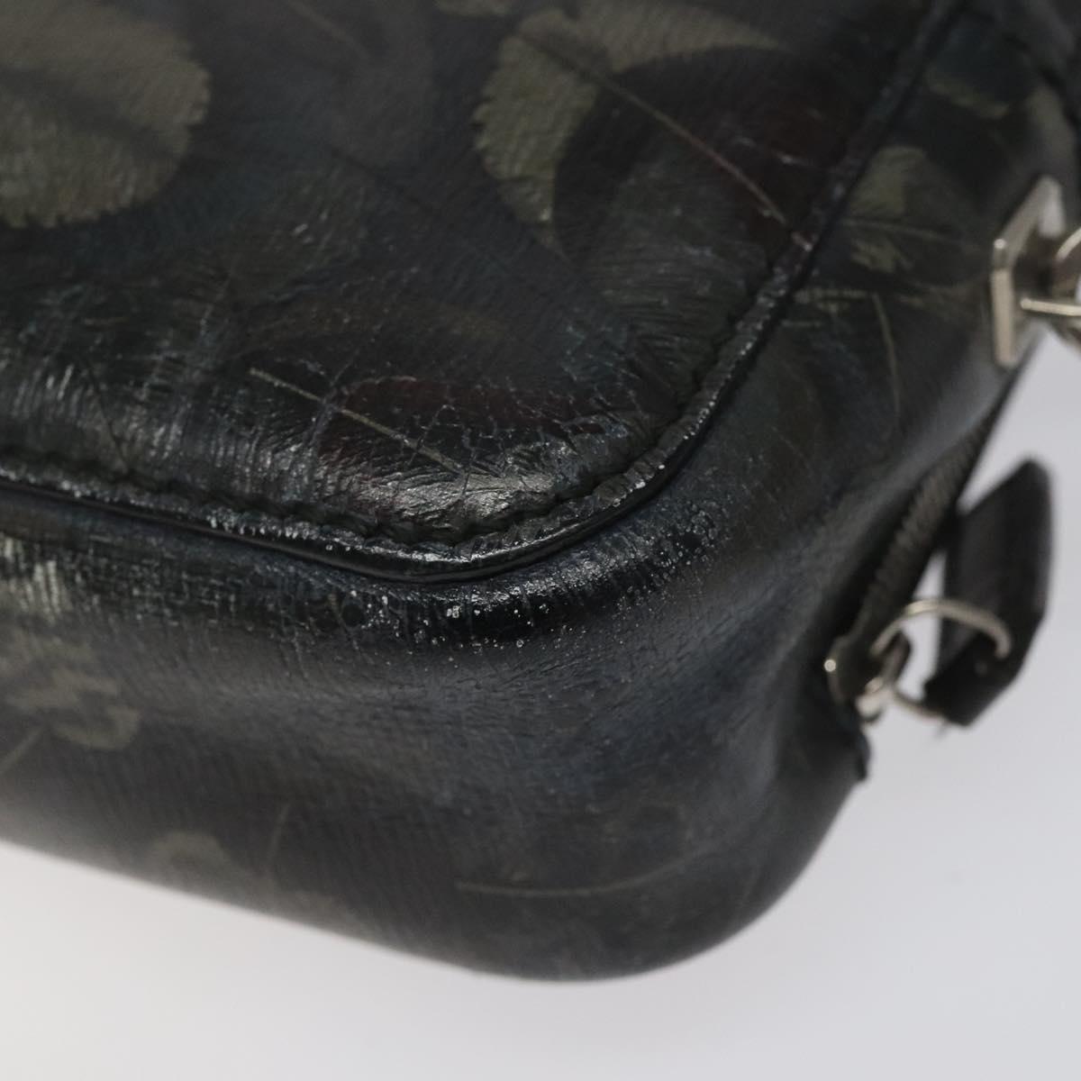 Salvatore Ferragamo Clutch Bag Leather Black Gold Auth bs23562