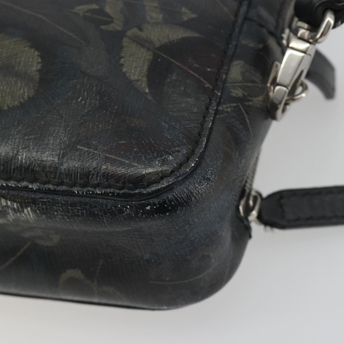 Salvatore Ferragamo Clutch Bag Leather Black Gold Auth bs23562
