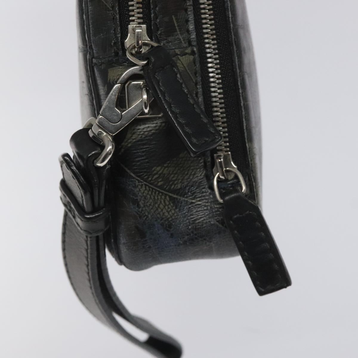 Salvatore Ferragamo Clutch Bag Leather Black Gold Auth bs23562