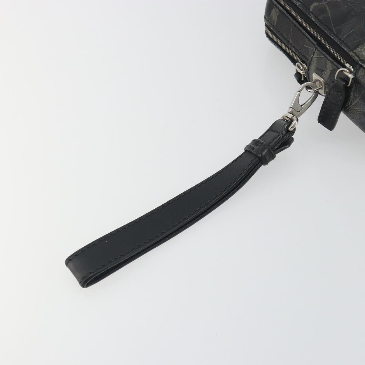Salvatore Ferragamo Clutch Bag Leather Black Gold Auth bs23562