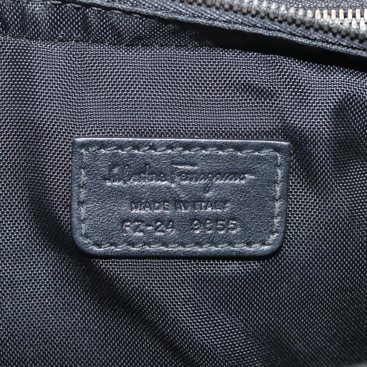 Salvatore Ferragamo Clutch Bag Leather Black Gold Auth bs23562