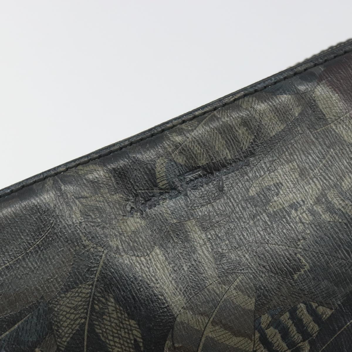 Salvatore Ferragamo Clutch Bag Leather Black Gold Auth bs23562