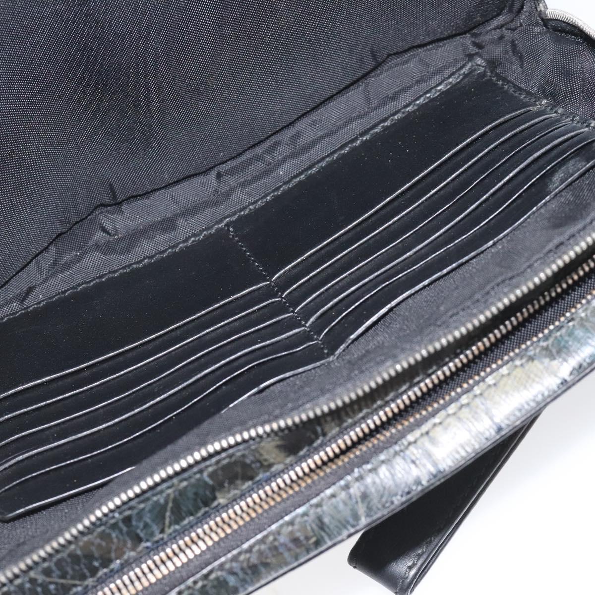 Salvatore Ferragamo Clutch Bag Leather Black Gold Auth bs23562