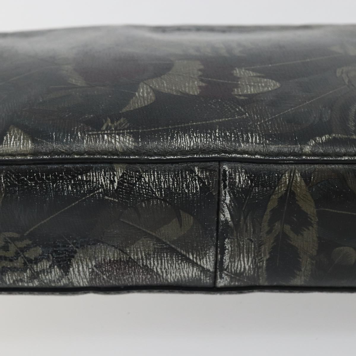 Salvatore Ferragamo Clutch Bag Leather Black Gold Auth bs23562