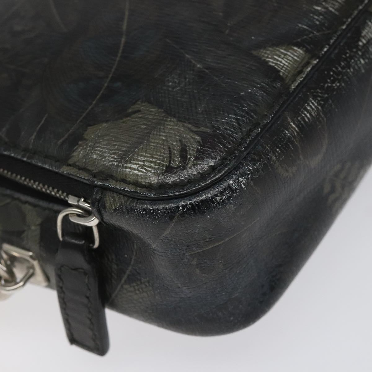 Salvatore Ferragamo Clutch Bag Leather Black Gold Auth bs23562