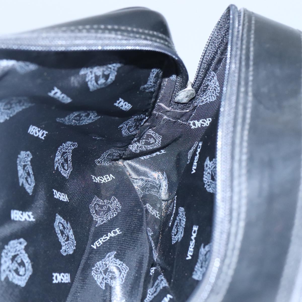 Gianni Versace Clutch Bag Leather Black Silver Auth bs23563