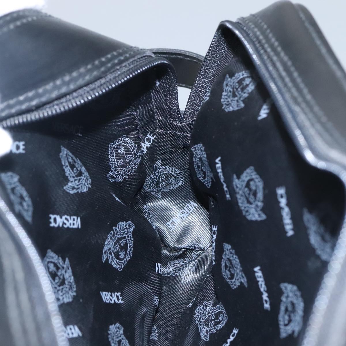 Gianni Versace Clutch Bag Leather Black Silver Auth bs23563