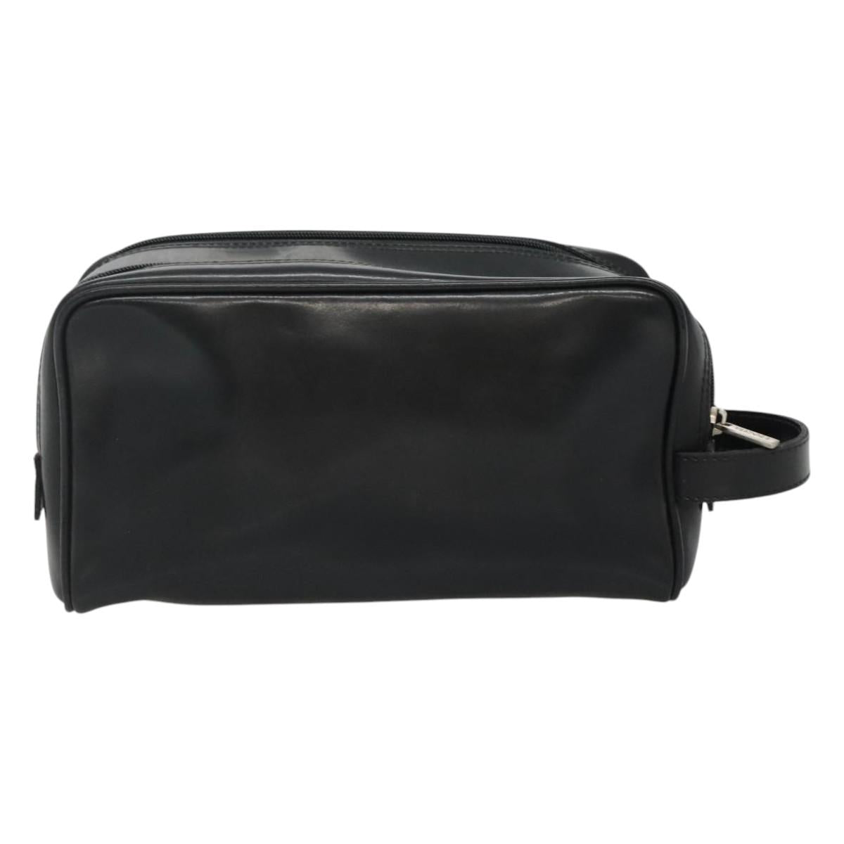 Gianni Versace Clutch Bag Leather Black Silver Auth bs23563