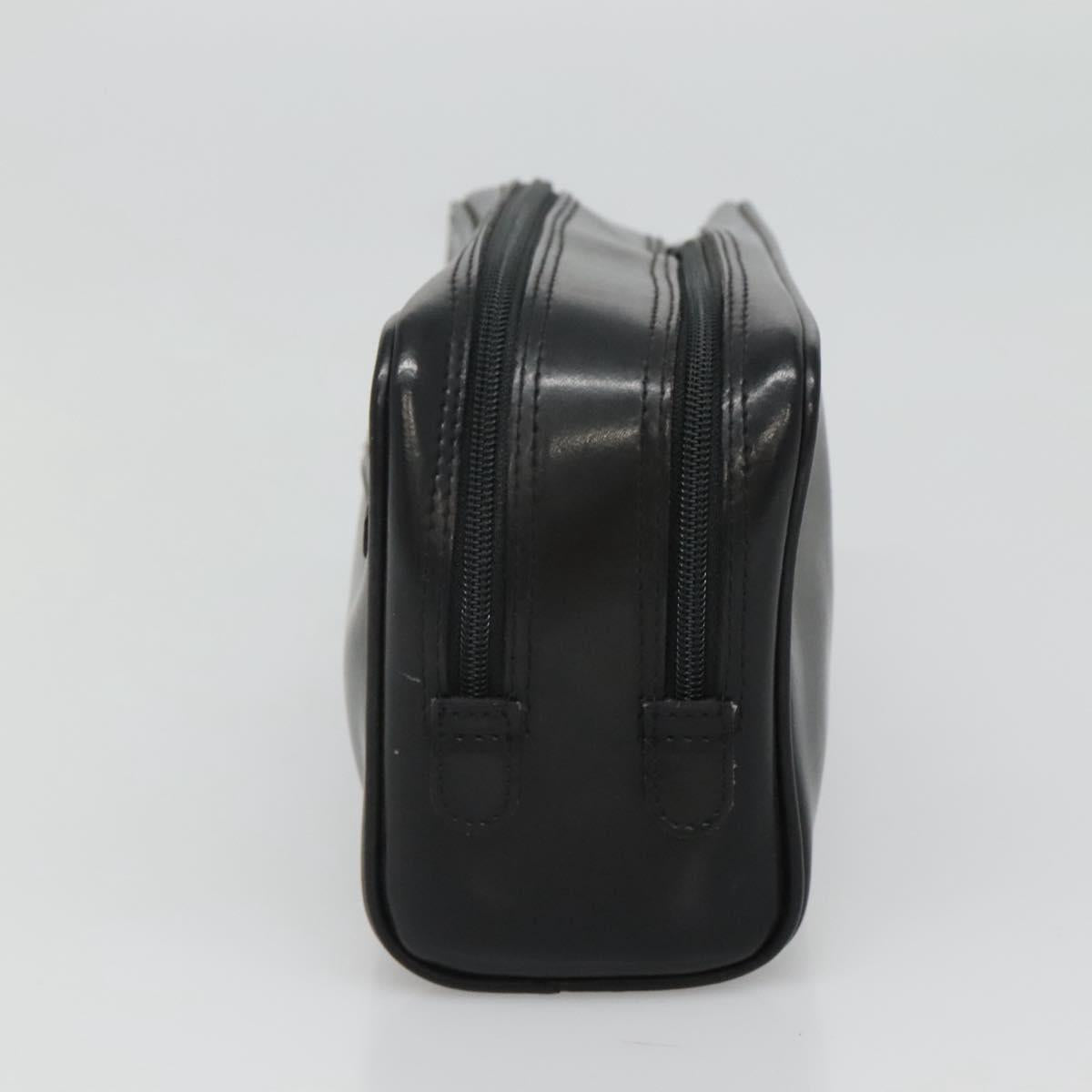 Gianni Versace Clutch Bag Leather Black Silver Auth bs23563