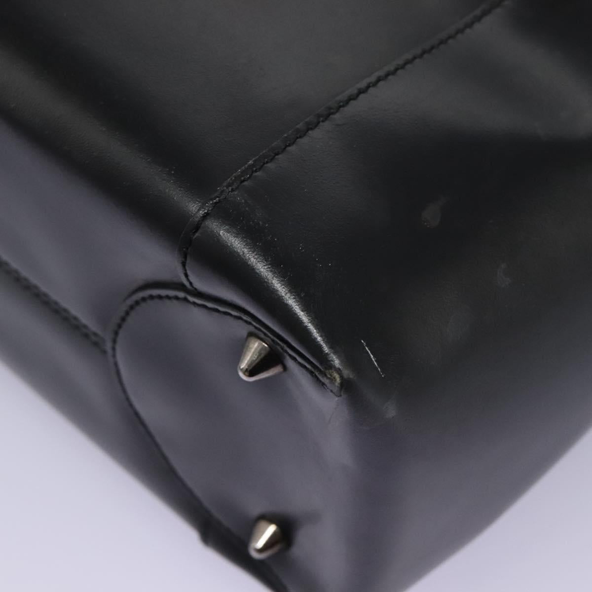 Christian Dior Maris Pearl Hand Bag Leather Black Auth bs23597