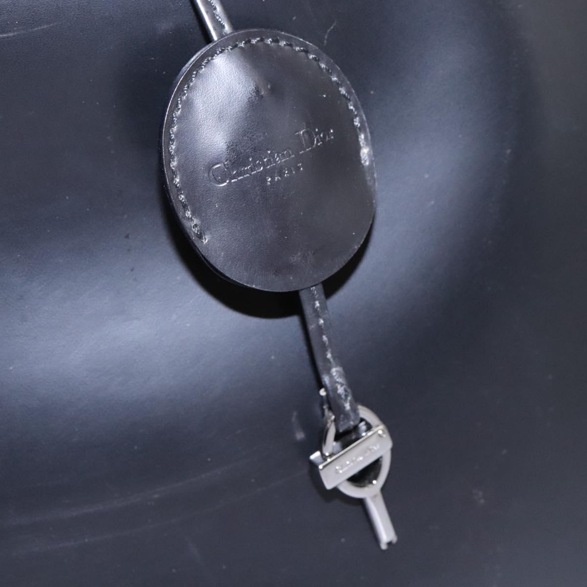 Christian Dior Maris Pearl Hand Bag Leather Black Auth bs23597