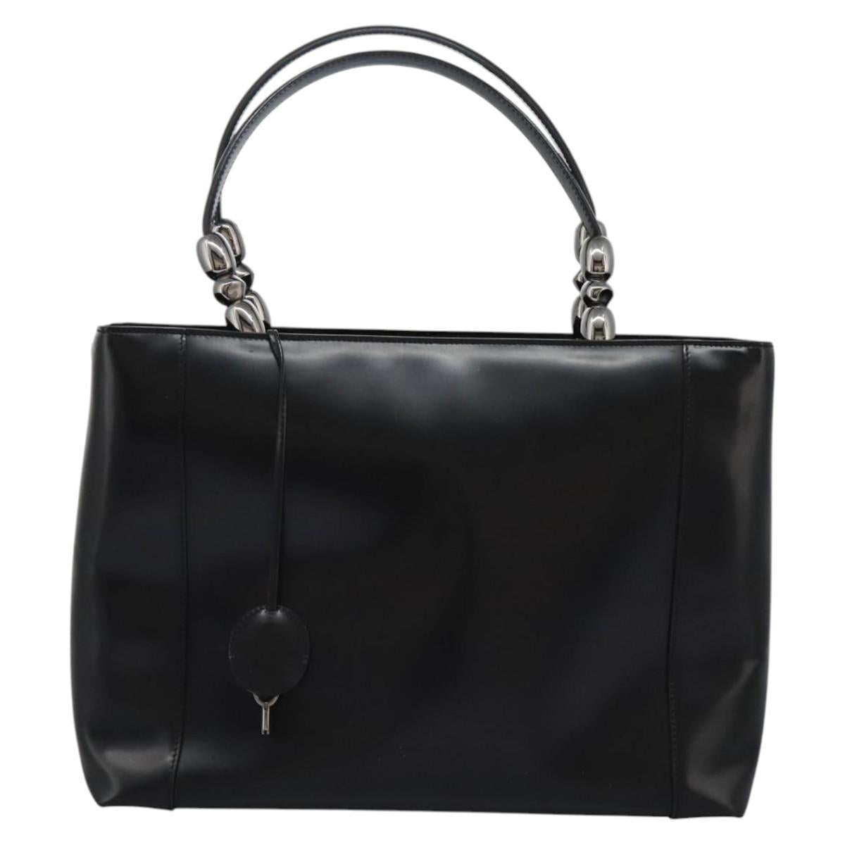Christian Dior Maris Pearl Hand Bag Leather Black Auth bs23597