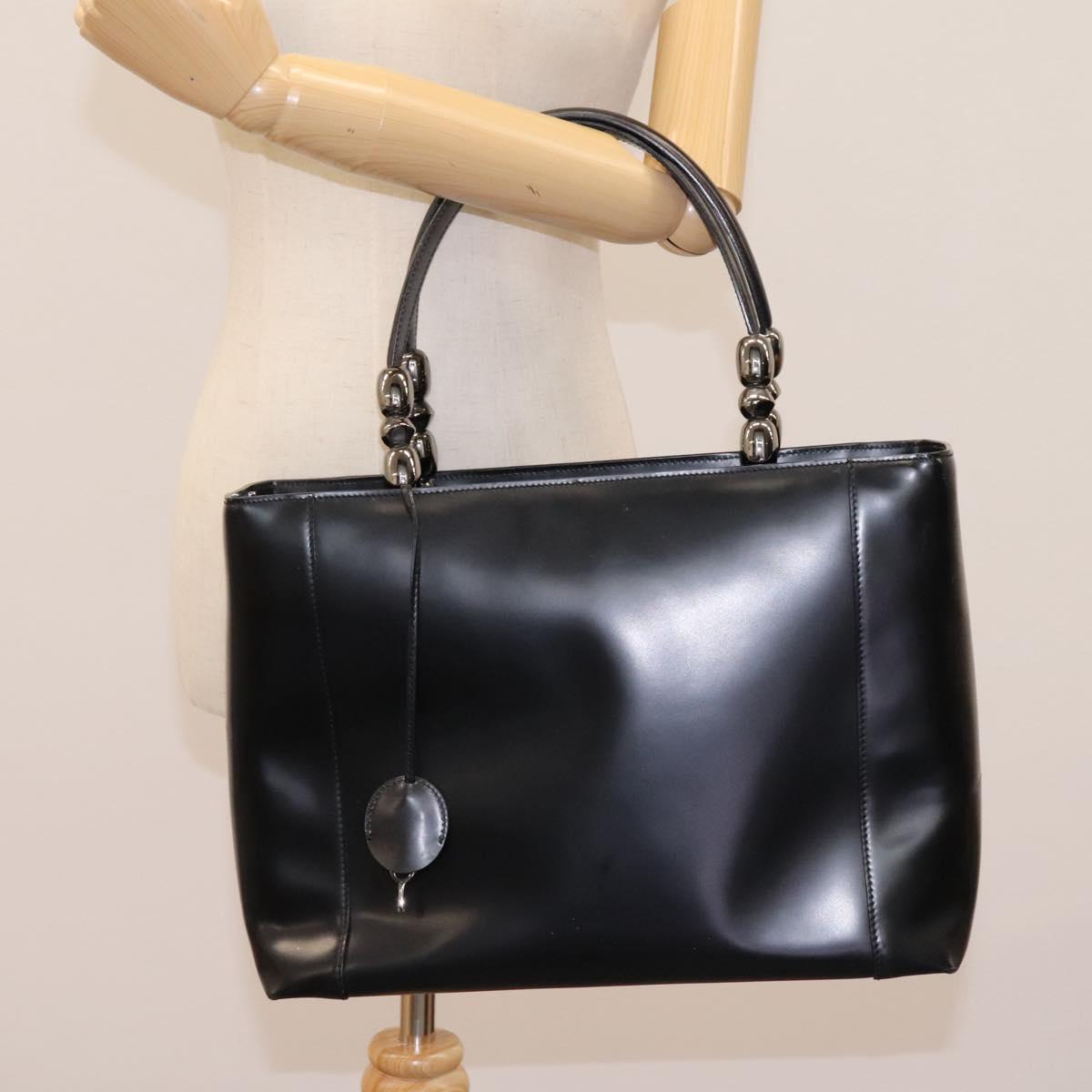 Christian Dior Maris Pearl Hand Bag Leather Black Auth bs23597