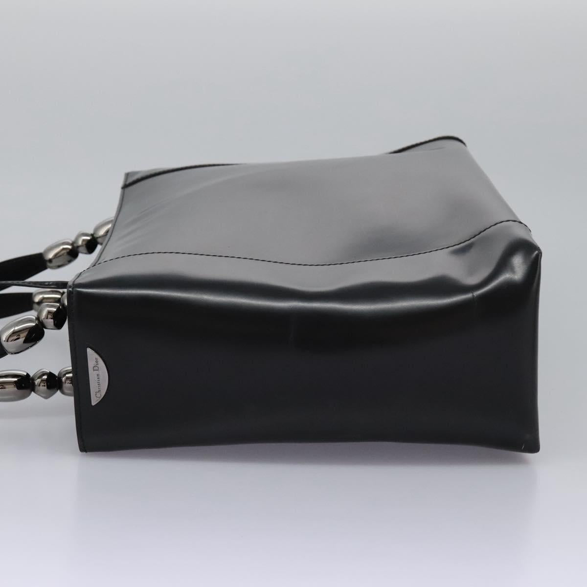 Christian Dior Maris Pearl Hand Bag Leather Black Auth bs23597