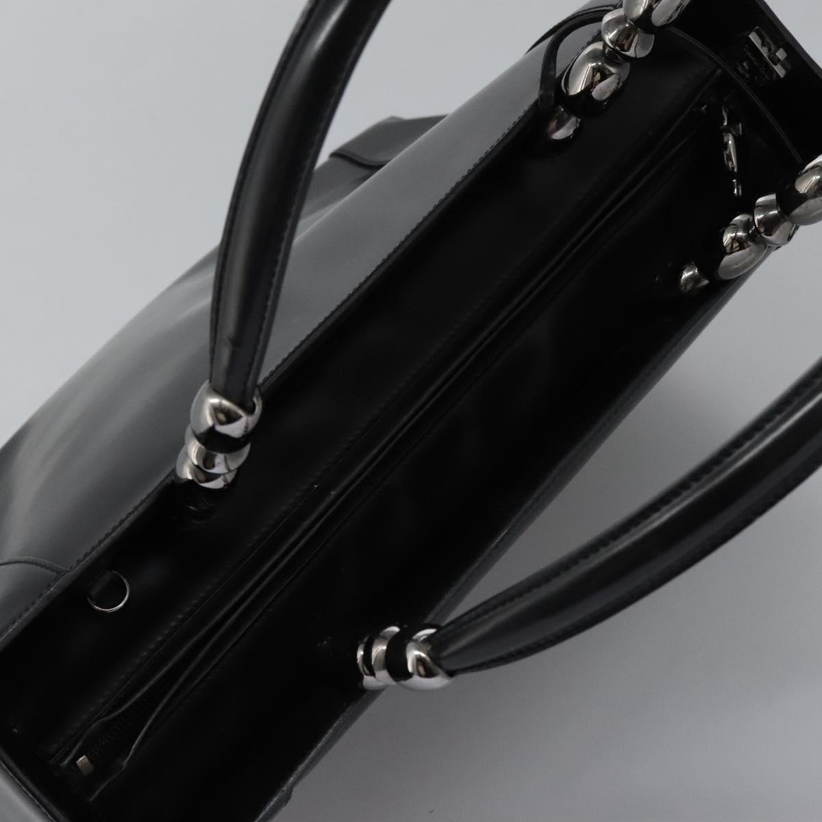 Christian Dior Maris Pearl Hand Bag Leather Black Auth bs23597