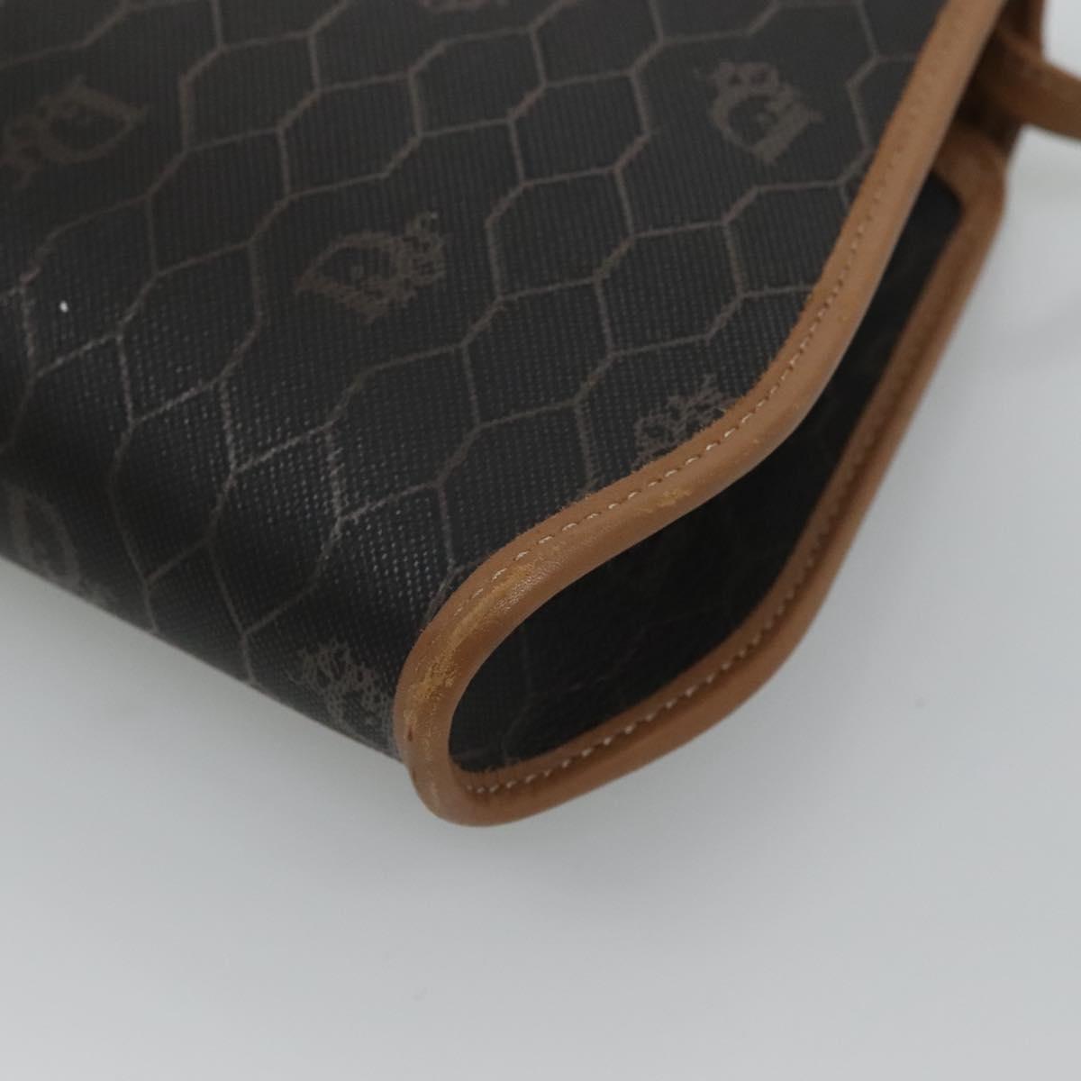 Christian Dior Honeycomb Canvas Shoulder Bag PVC Black Auth bs23609