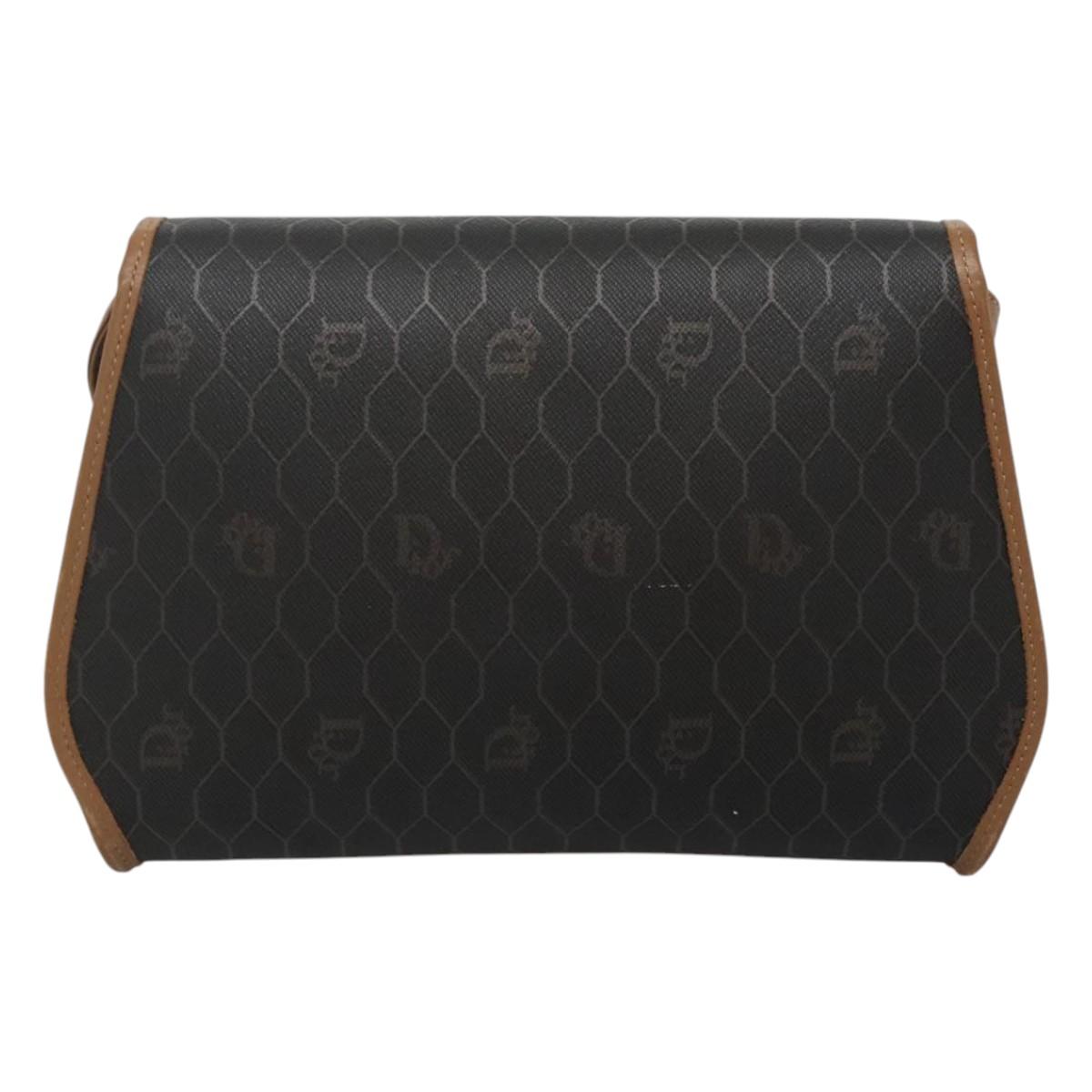 Christian Dior Honeycomb Canvas Shoulder Bag PVC Black Auth bs23609