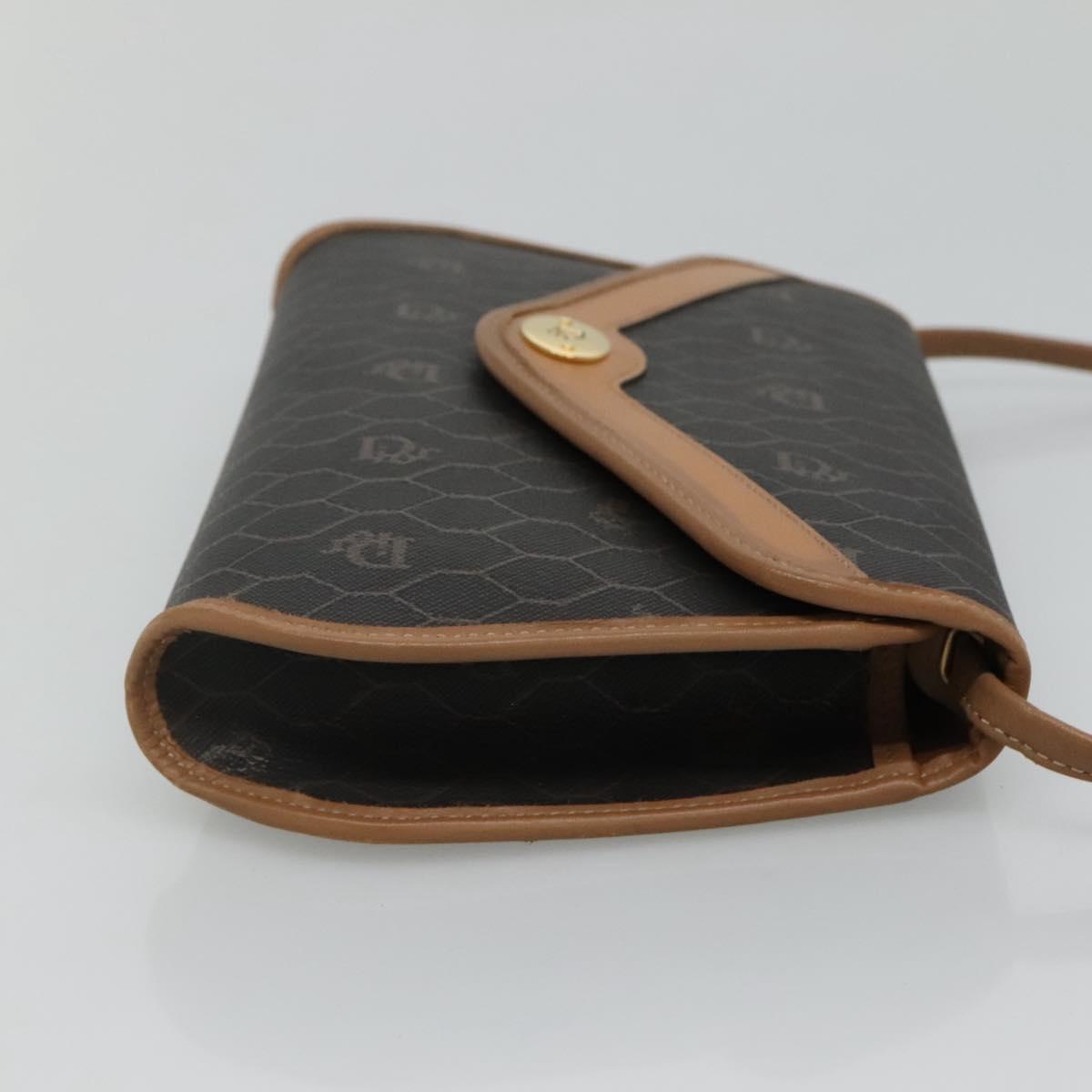 Christian Dior Honeycomb Canvas Shoulder Bag PVC Black Auth bs23609